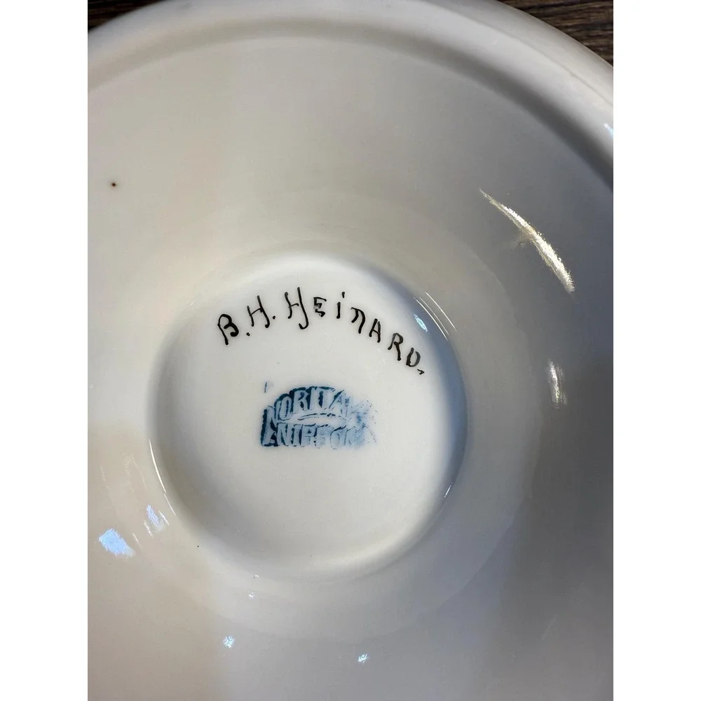 Antique Hand-Painted Porcelain Bowl Trio: B.H. Heinard Floral‎ & Strawberry Set